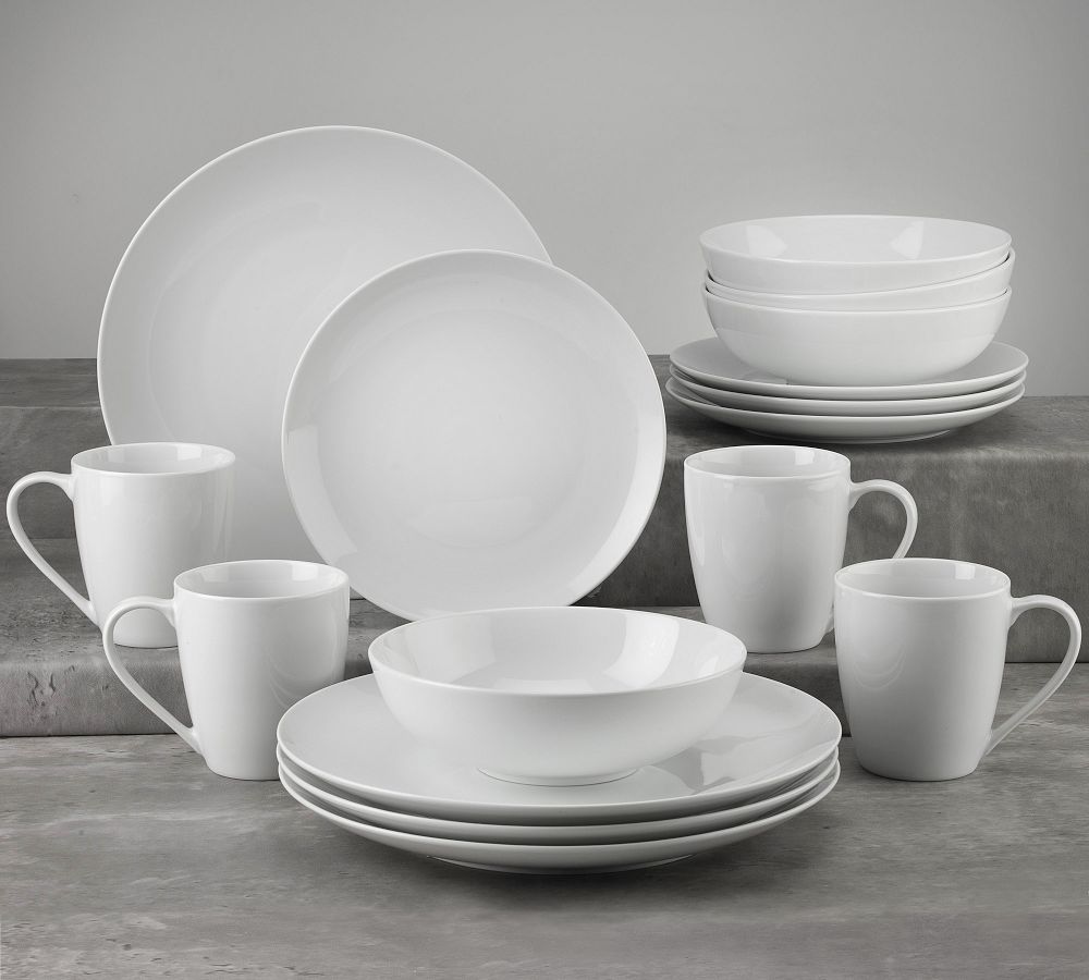 Everyday Classic Coupe Porcelain 16Piece Dinnerware Set Pottery Barn