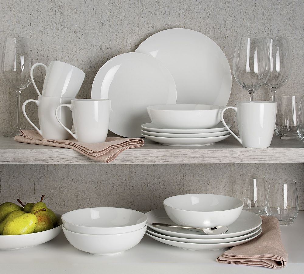 Everyday Classic Coupe Porcelain 16Piece Dinnerware Set Pottery Barn