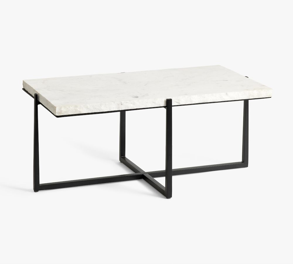 Cori Rectangular Chiseled Marble Coffee Table Pottery Barn