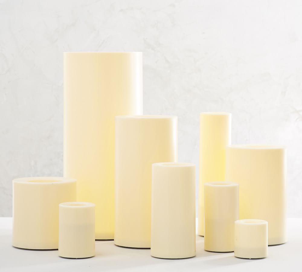 Standard Flameless Outdoor Pillar Candle Ivory Pottery Barn