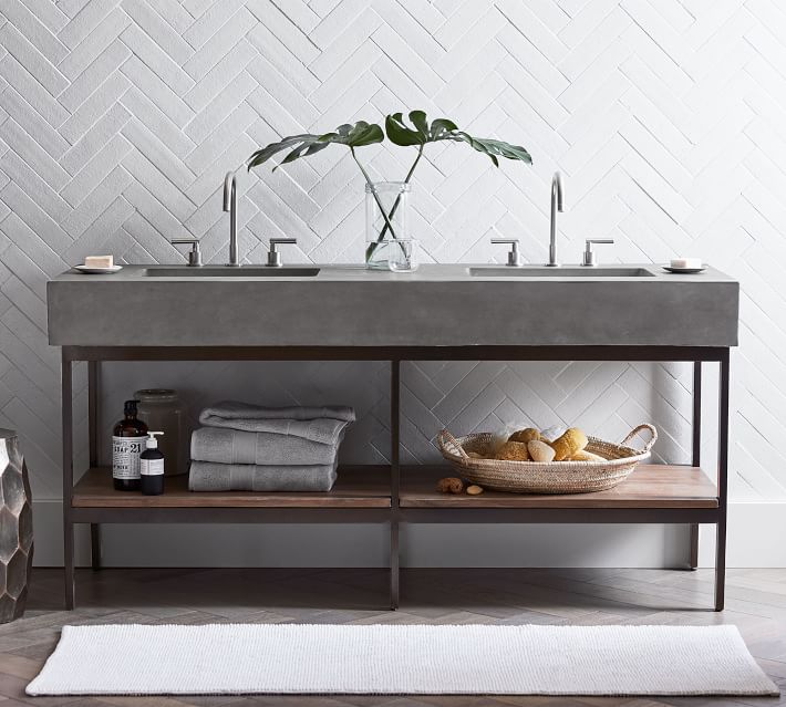Frances 68" Concrete Top Double Sink Vanity Pottery Barn