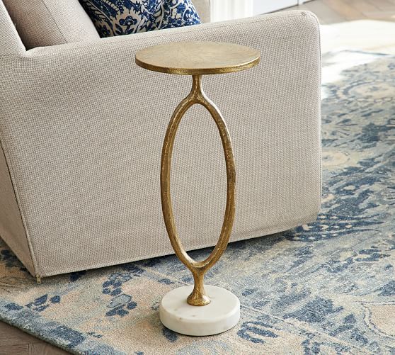 round brass accent table