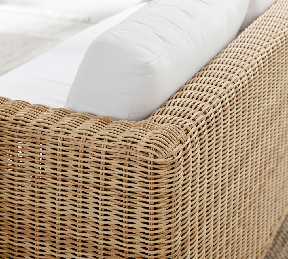 Huntington AllWeather Wicker Square Arm Outdoor Sofa Pottery Barn