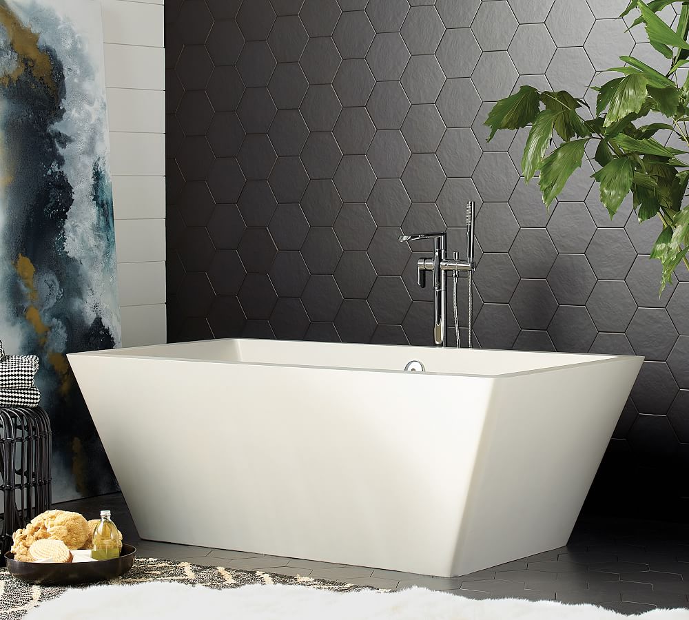 Brayson 66" Handcrafted Freestanding Concrete Bathtub Pottery Barn