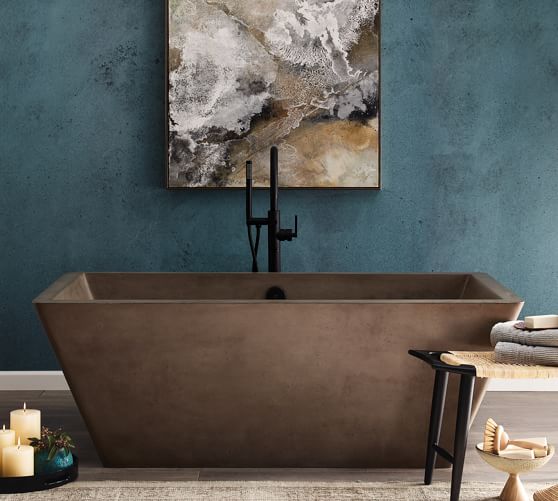 Brayson 66" Handcrafted Freestanding Concrete Bathtub Pottery Barn