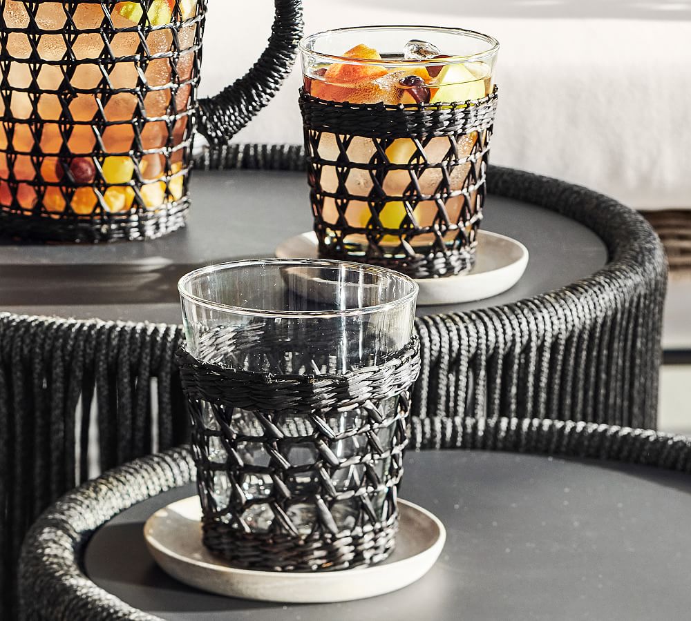 Cane Drinking Glasses Black Pottery Barn