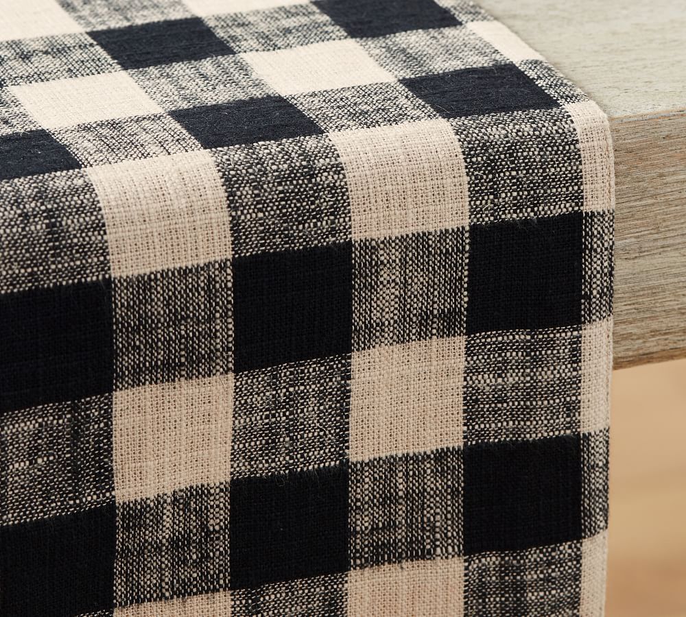 Dalton Check Yarn Dyed Cotton/Linen Table Runner Pottery Barn