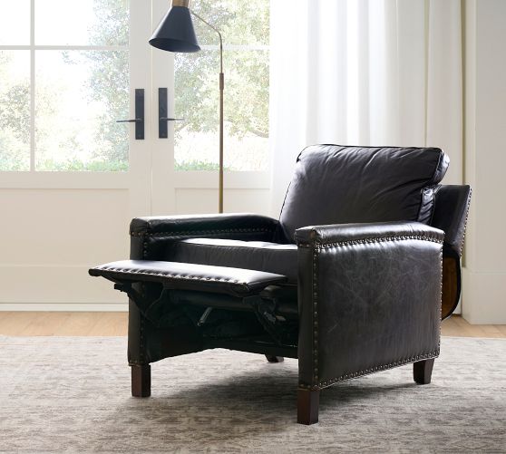 pottery barn armless leather chair