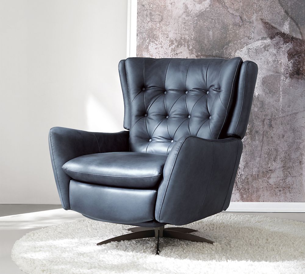 Wells Tufted Leather Swivel Recliner | Pottery Barn