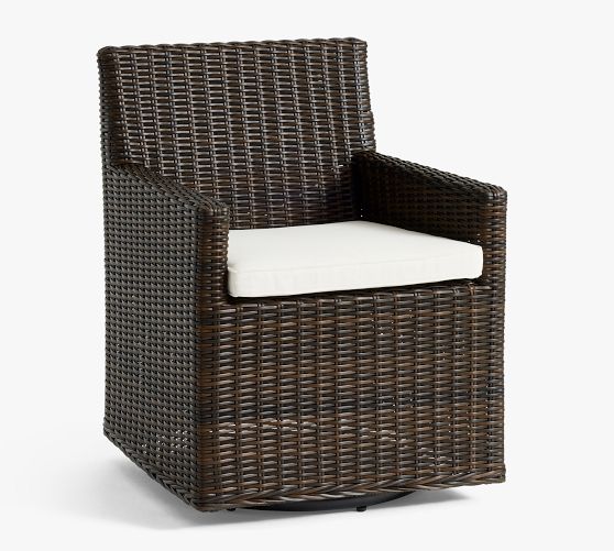 Torrey Wicker Swivel Outdoor Dining Chair Pottery Barn