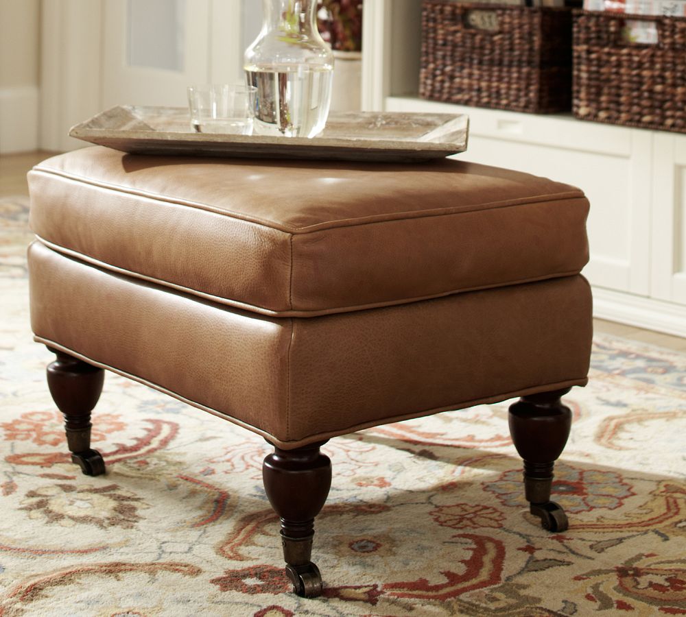 Brooklyn Leather Ottoman Pottery Barn