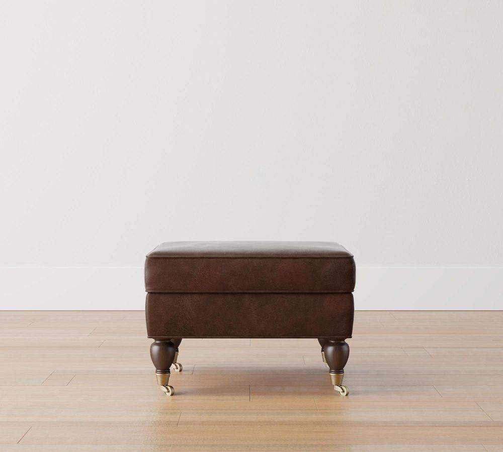 Brooklyn Leather Ottoman Pottery Barn