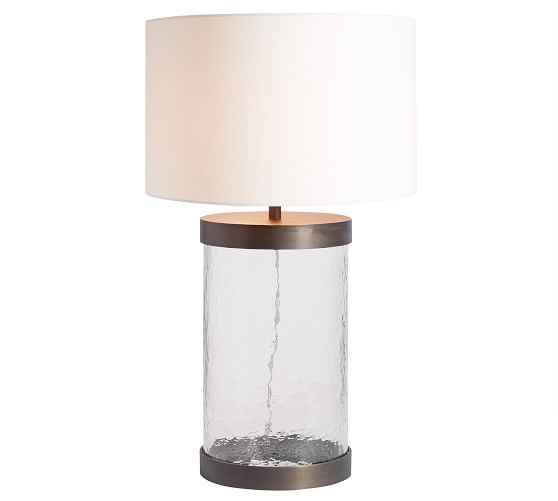 glass and metal lamp