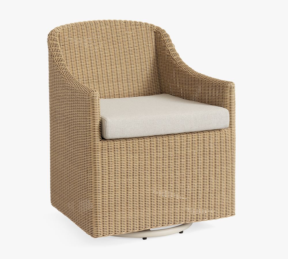 Hampton AllWeather Wicker Swivel Dining Chair Pottery Barn