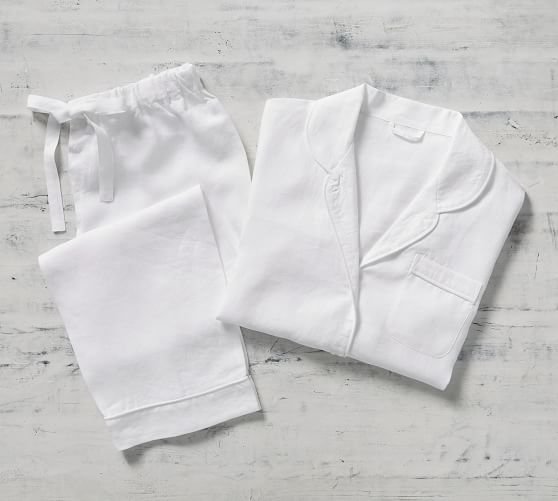 Belgian Flax Linen Piped Pajamas | Pottery Barn