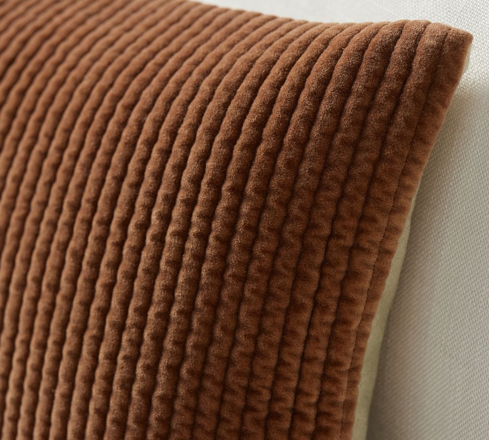 Quilted Velvet Lumbar Pillow Cover Pottery Barn