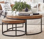 wood and metal round coffee table