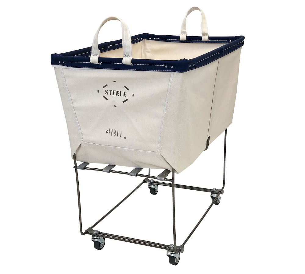 Medium Elevated Canvas Laundry Basket with Wheels Pottery Barn