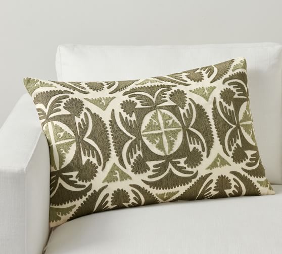 Embroidered Bolster and Lumbar Pillow Covers Embroidered Lumbar
