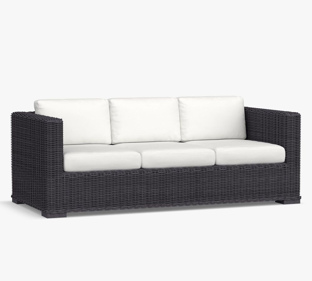 Huntington AllWeather Wicker Square Arm Outdoor Sofa Pottery Barn