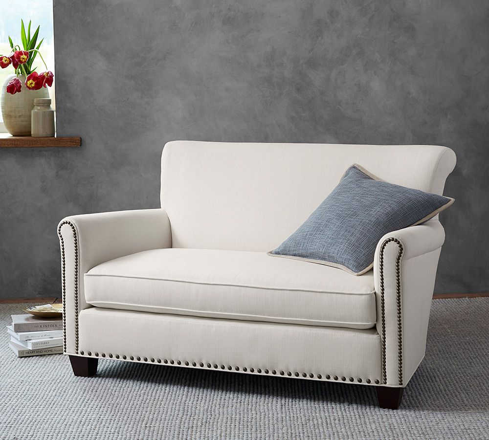 Irving Upholstered Settee with Nailheads Sofa For Small Spaces