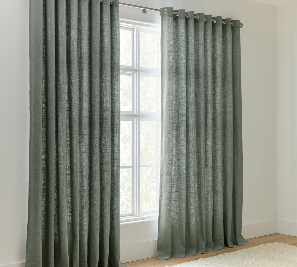 Emery Linen Grommet Light Filtering Curtain- Oatmeal | Pottery Barn