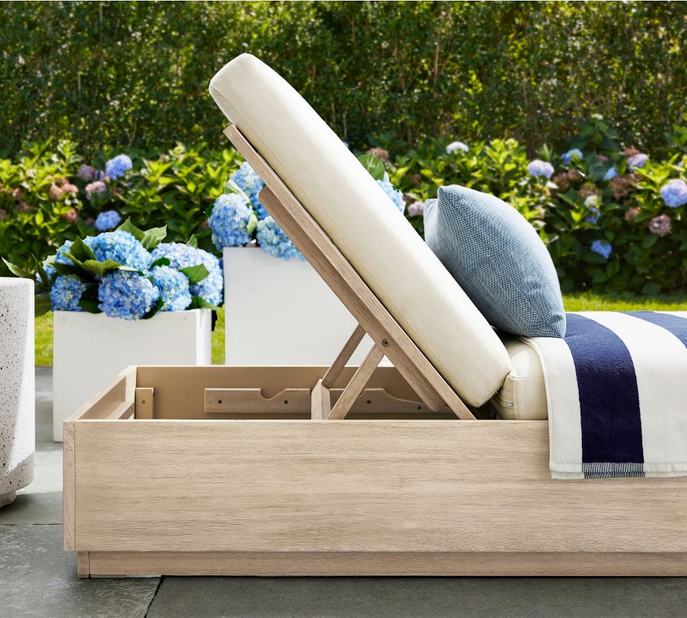 Indio FSC® Eucalyptus Modern Platform Single Chaise Pottery Barn