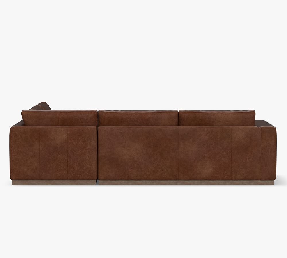 Carmel Square Arm Leather Return Bumper Sectional with Wood Base