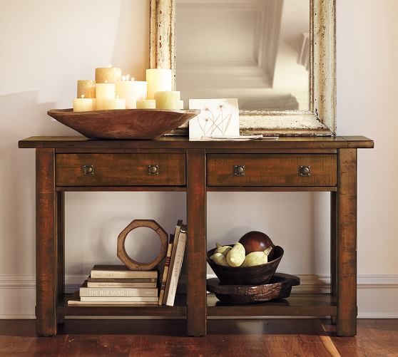 pottery barn wood console