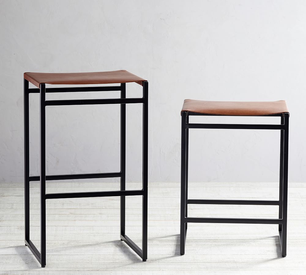 Pottery Barn Hardy Backless Leather Bar & Counter Stools | Yorkdale Mall