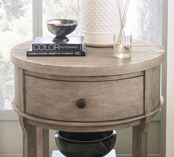 round nightstand with storage