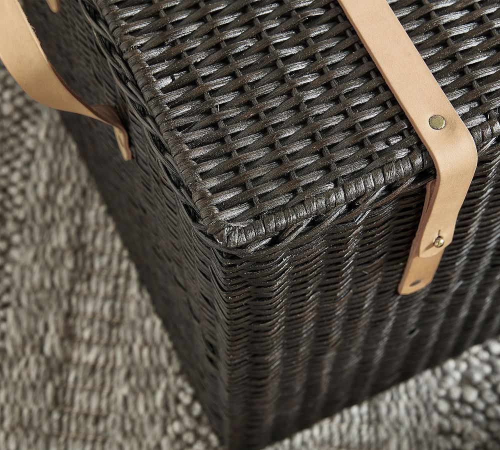 Austin Woven Basket Collection Distressed Black Pottery Barn
