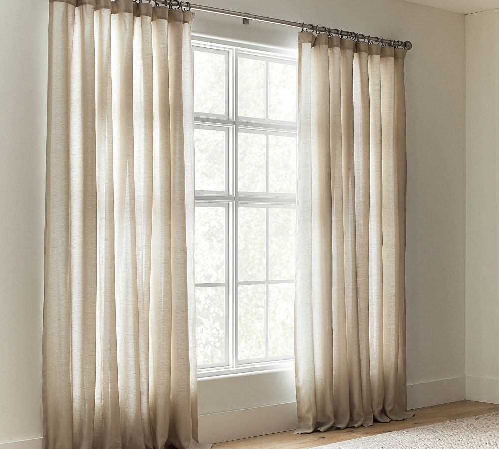 Delphina Linen Silk Curtain | Pottery Barn