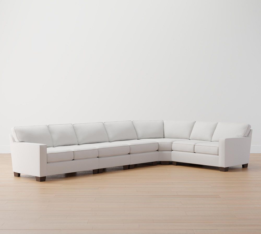 Buchanan Square Arm Fabric Curved 5Piece Sectional with Wedge Pottery Barn