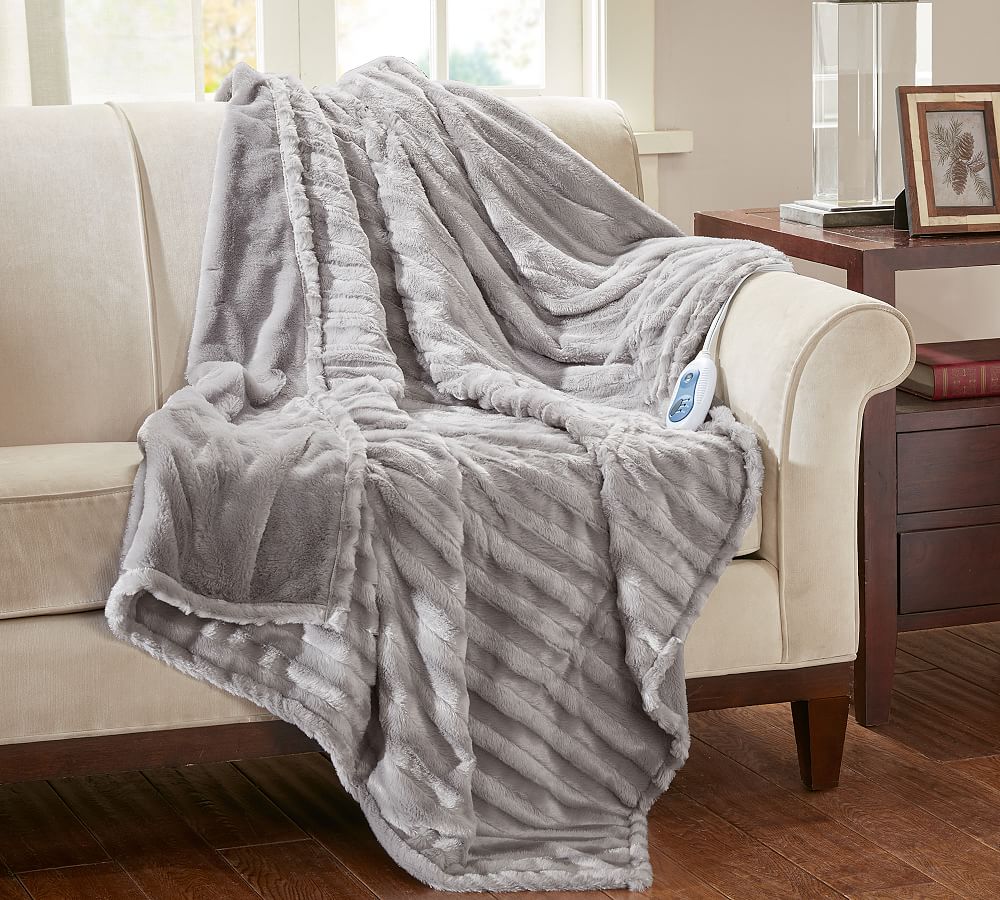 Beautyrest® Heated Faux Fur Throw | Pottery Barn