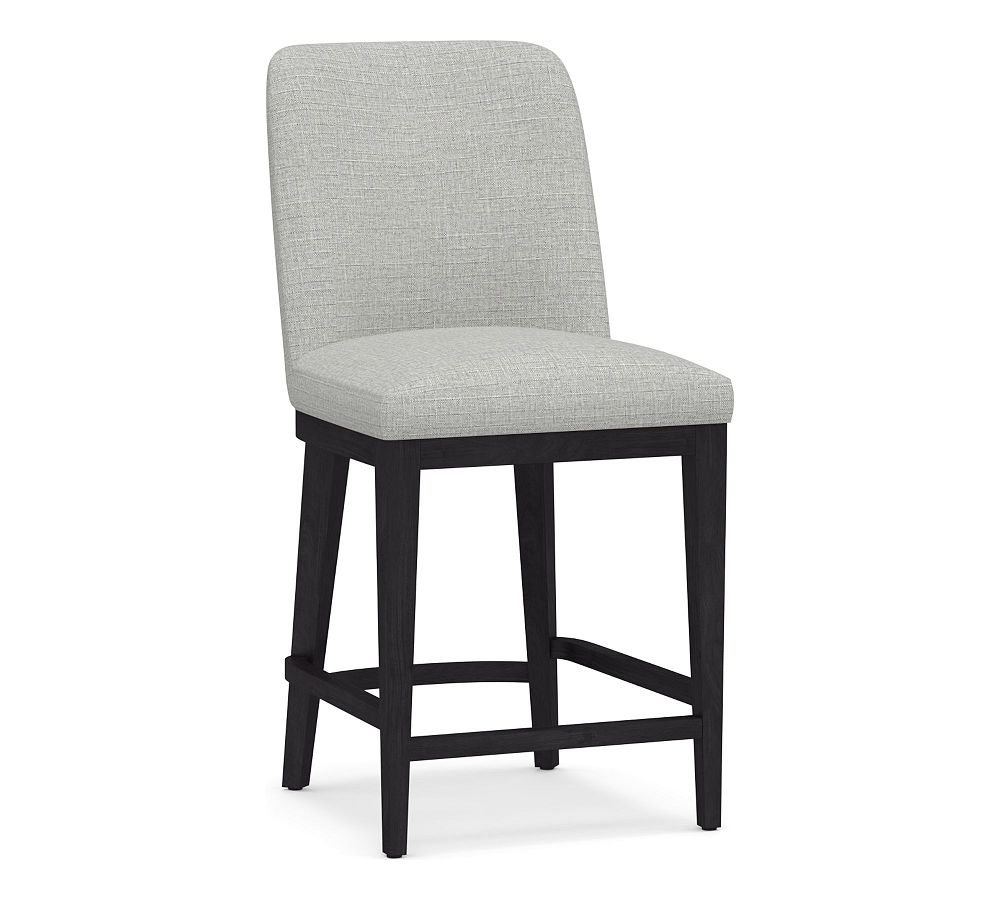 OPEN BOX Layton Upholstered Counter Height Bar Stool, Black Leg