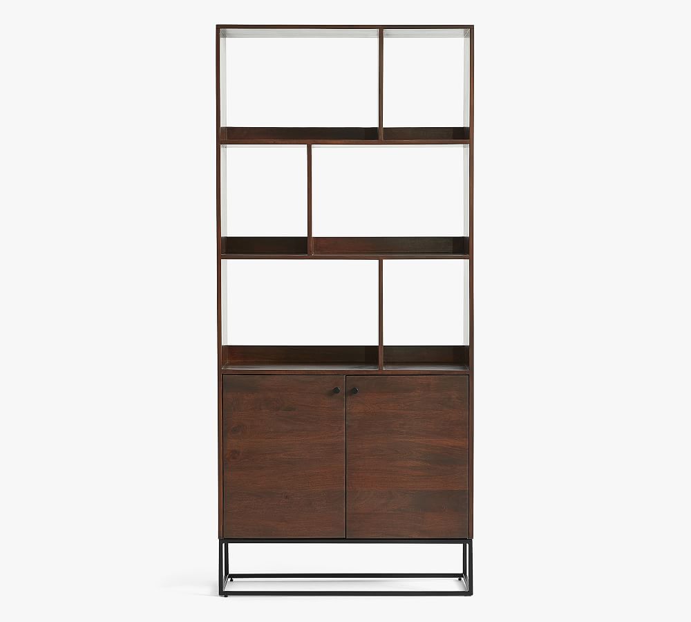 Bradley Open Bookcase with Doors Pottery Barn