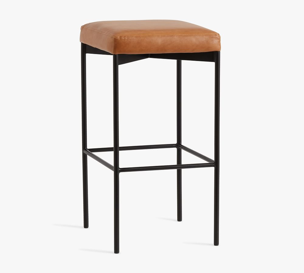 Maison Leather Backless Bar & Counter Stools Pottery Barn