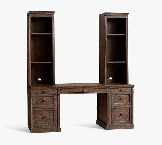 executive desk with bookcase