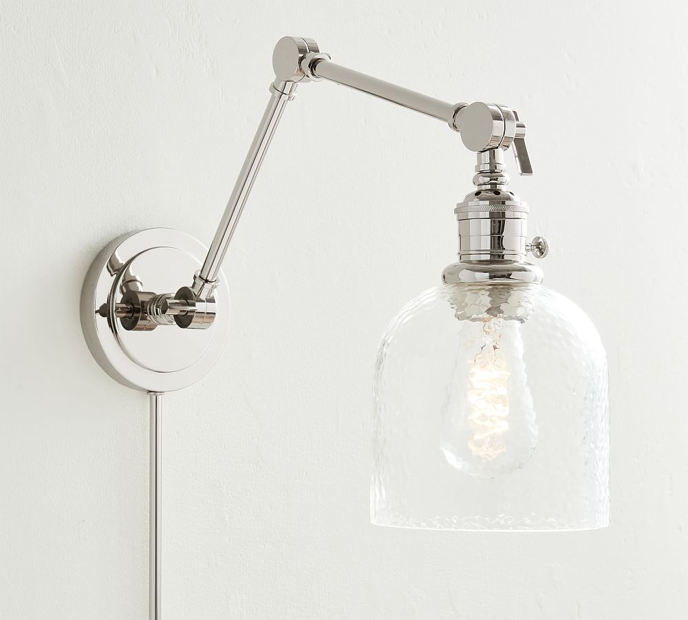 Textured Glass PlugIn Articulating Sconce Pottery Barn