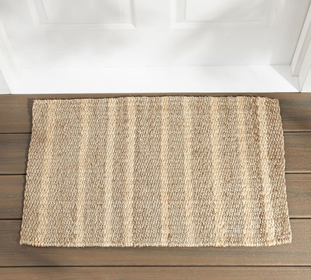 Asha Vertical Striped Jute Doormat Pottery Barn