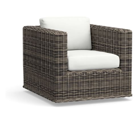 Huntington Square Arm Swivel Lounge Chair Cushion Slipcover, Premium Sunbrella®; Canvas White
