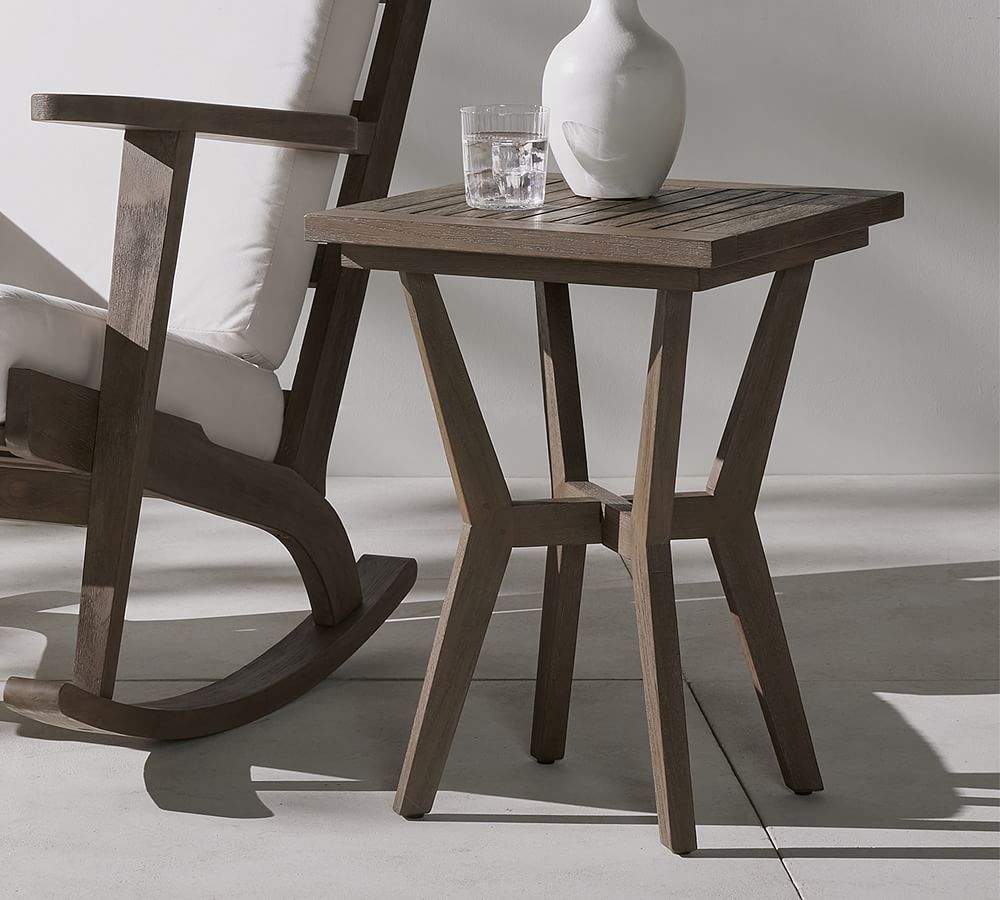 Raylan FSC® Teak Outdoor Square Outdoor End Table Pottery Barn