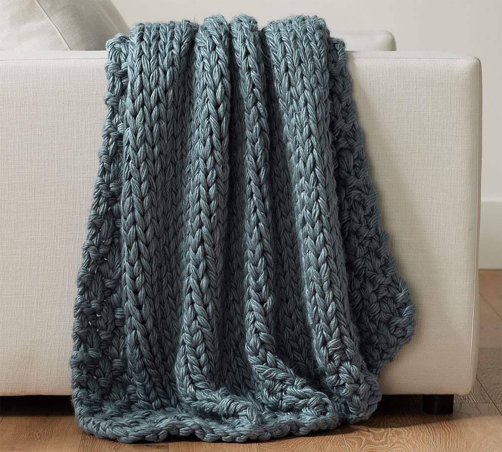 Ellsworth Chunky Border Throw Blanket | Pottery Barn