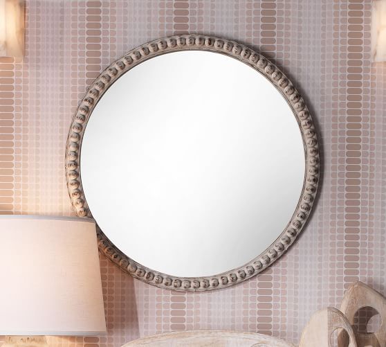 wood beaded mirror