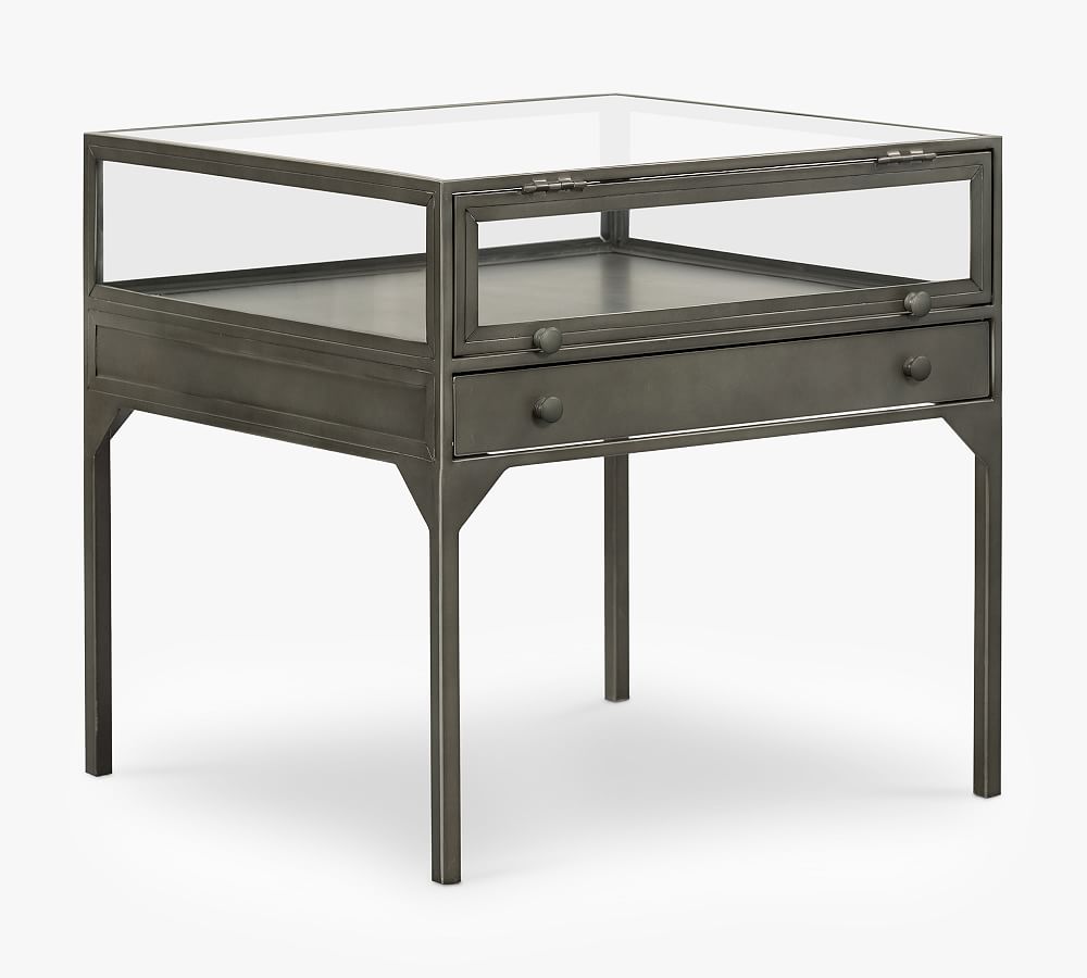 Harmon Rectangular Glass Top End Table | Pottery Barn