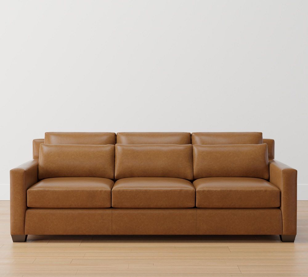 York Deep Square Arm Leather Sofa Collection | Pottery Barn