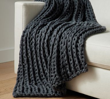 Colossal Ribbed Handknit Throw Blanket | Pottery Barn