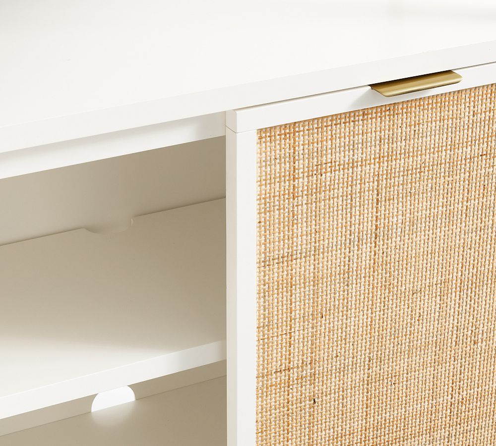 Westly Cane Open Bookcase with Doors Pottery Barn