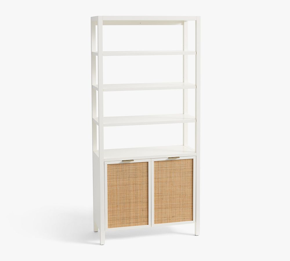 Westly Cane Open Bookcase with Doors Pottery Barn